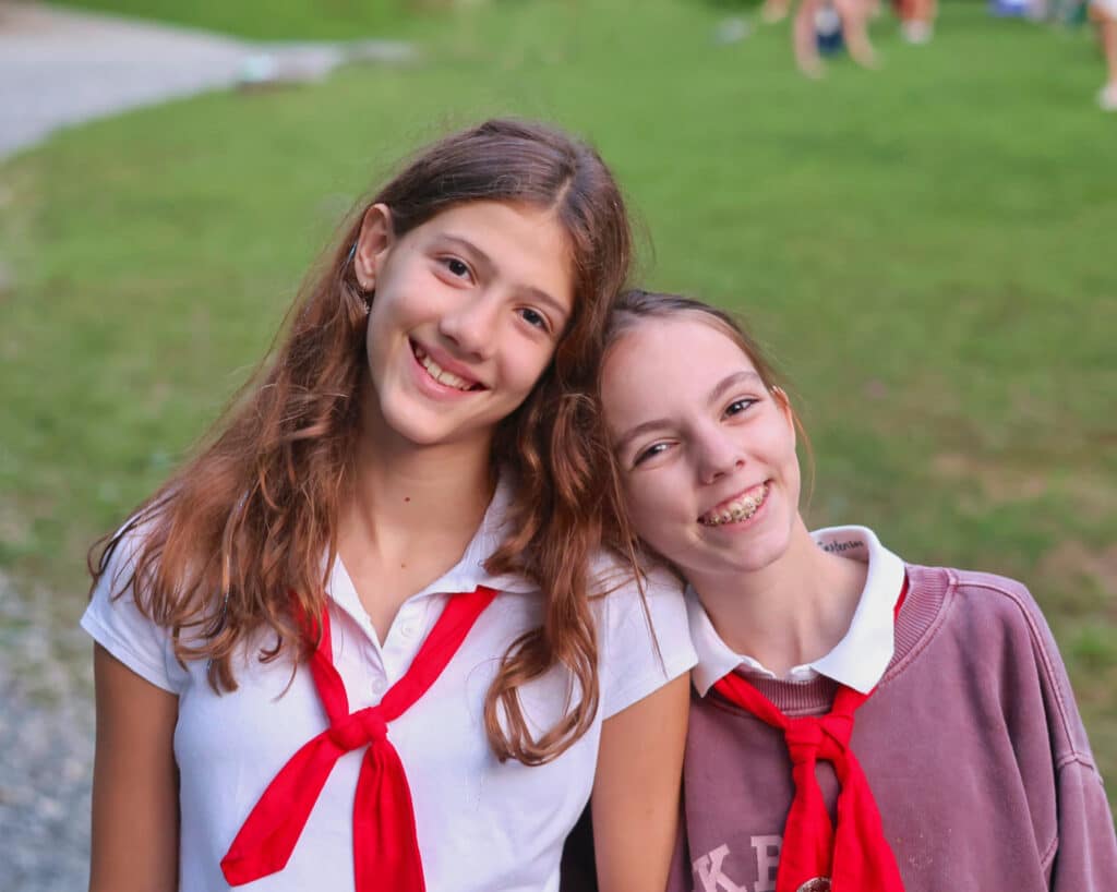 relaxed friends at summer camp